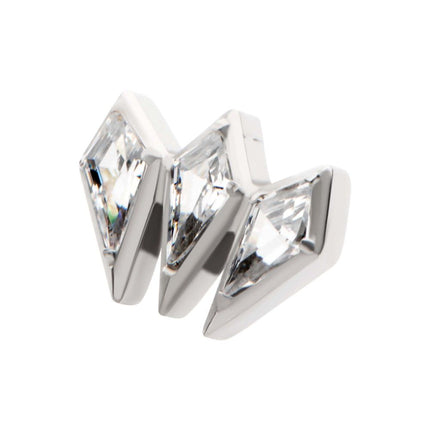 Invictus Titanium Threadless Kite Shape CZ 3-Cluster Top
