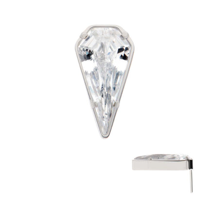 Invictus Titanium Threadless Prong Set Kite Shape CZ Top