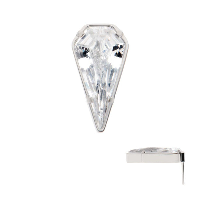 Invictus Titanium Threadless Prong Set Kite Shape CZ Top
