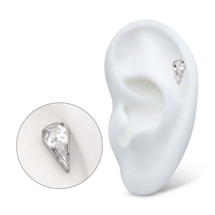 Invictus Titanium Threadless Prong Set Kite Shape CZ Top