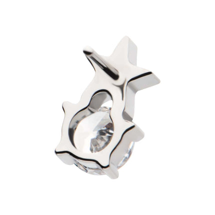 Invictus Titanium Threadless Star with Prong Set Round CZ Top