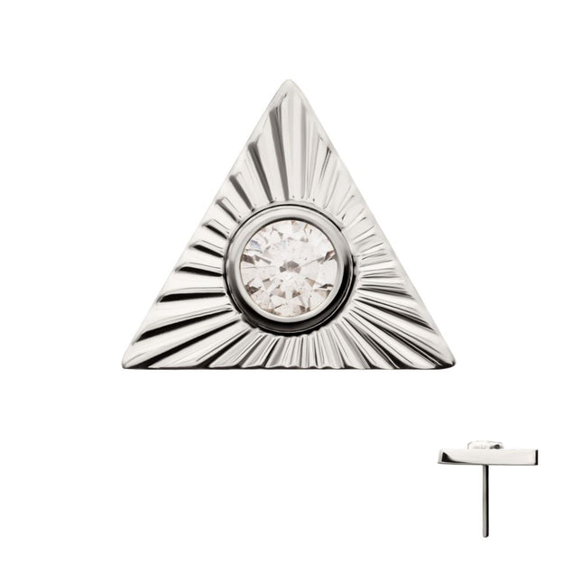 Invictus Titanium Threadless Corrugated Triangle Top with Bezel Gem