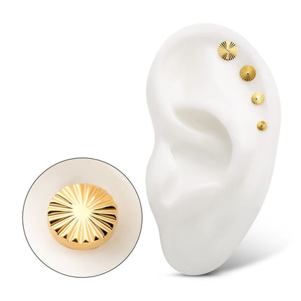 Invictus 24Kt Gold PVD Titanium Threadless Radiant Corrugated Round Top
