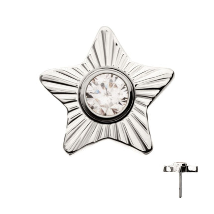Invictus Titanium Threadless Corrugated Star with Bezel Gem Top