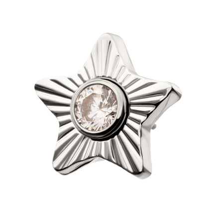 Invictus Titanium Threadless Corrugated Star with Bezel Gem Top