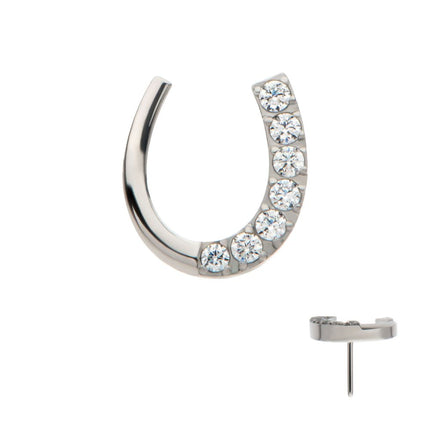 Invictus Titanium Threadless Paved Round CZ Horseshoe Shape Top