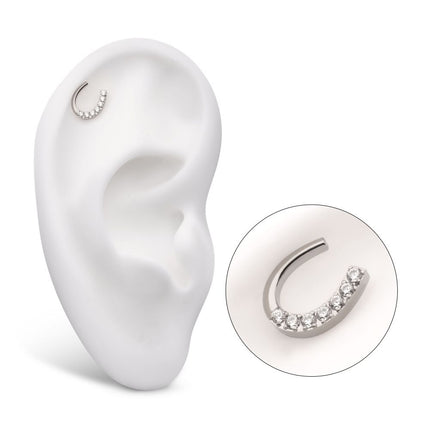 Invictus Titanium Threadless Paved Round CZ Horseshoe Shape Top