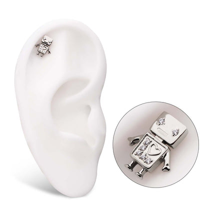 Invictus Titanium Threadless Prong Set Gem Robot Top