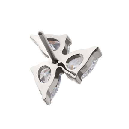 Invictus Titanium Threadless Prong Set Teardrop Gem 3-Cluster Top