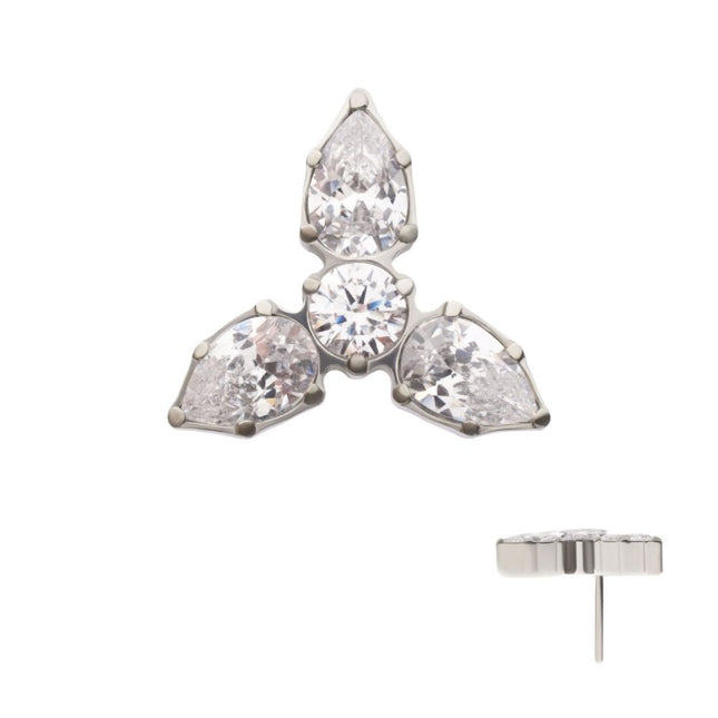 Invictus Titanium Threadless Teardrop Gem Trinity Top