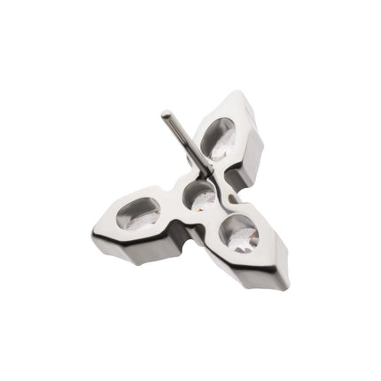 Invictus Titanium Threadless Teardrop Gem Trinity Top