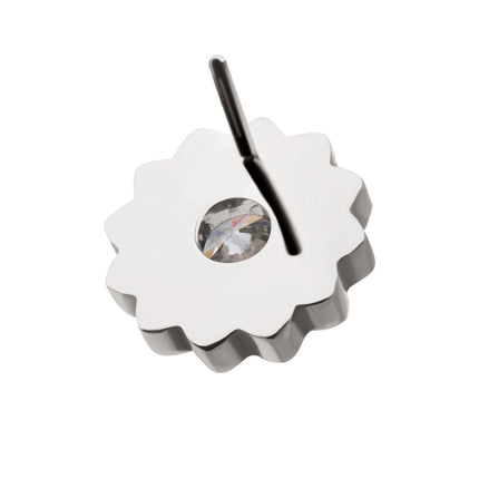 Invictus Titanium Threadless Prong Set Gem Daisy Flower Top