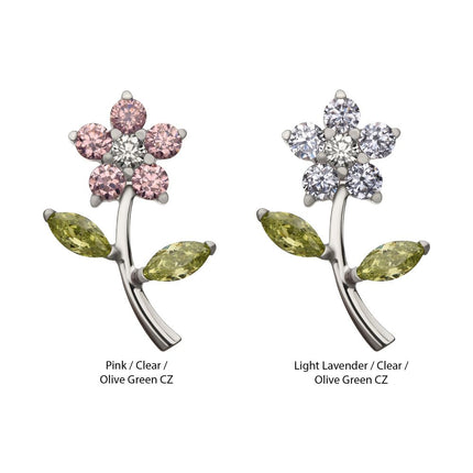 Invictus Titanium Threadless Prong Set Multi-Gem Flower & Stem Top