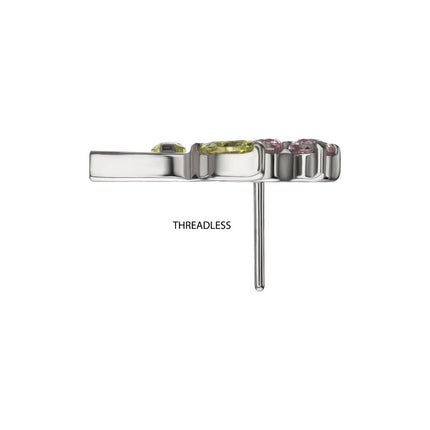 Invictus Titanium Threadless Prong Set Multi-Gem Flower & Stem Top
