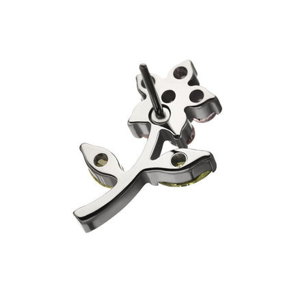 Invictus Titanium Threadless Prong Set Multi-Gem Flower & Stem Top