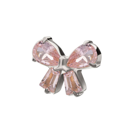 Invictus Titanium Threadless Bow Top with Prong Set Marquise & Baguette Gem