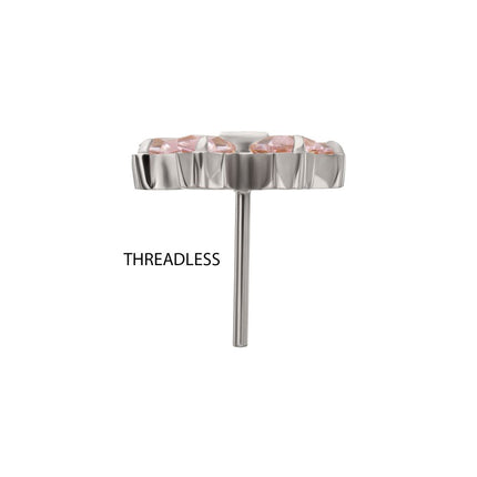 Invictus Titanium Threadless Bow Top with Prong Set Marquise & Baguette Gem