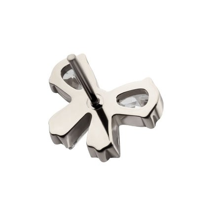 Invictus Titanium Threadless Bow Top with Prong Set Marquise & Baguette Gem