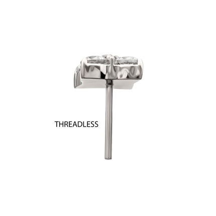 Invictus Titanium Threadless Square Shape Top with Prong Set 5-Gem Cluster
