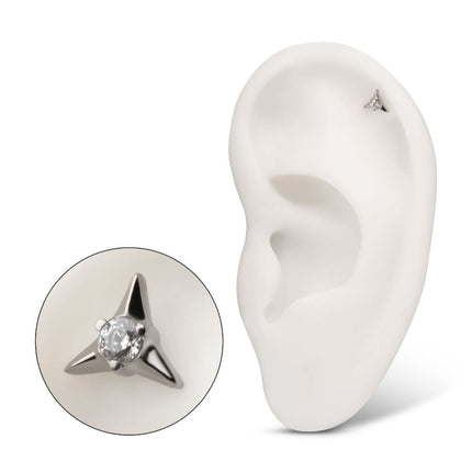 Invictus Titanium Threadless Triangle Shape Top with Prong Set Gem