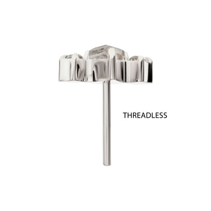 Invictus Titanium Threadless 3-Cluster Top with Prong Set Round & Rhombus Gem