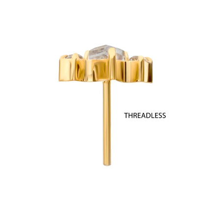 Invictus 24KT Gold PVD Titanium Threadless 3-Cluster Top