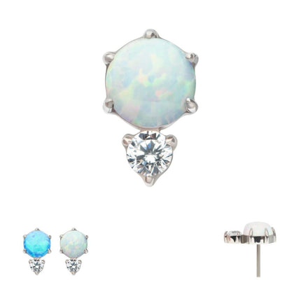 Invictus Threadless Prong Set Double Round Gem and Synthetic Opal Top