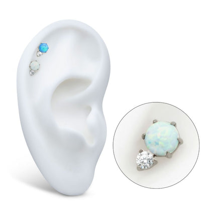 Invictus Threadless Prong Set Double Round Gem and Synthetic Opal Top