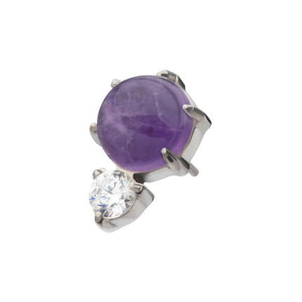 Invictus Threadless Prong Set Double Round Gem and Natural Stone Top