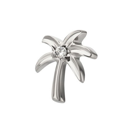 Invictus Titanium Threadless Low Profile 3D Palm Tree Top With Prong Set Gem