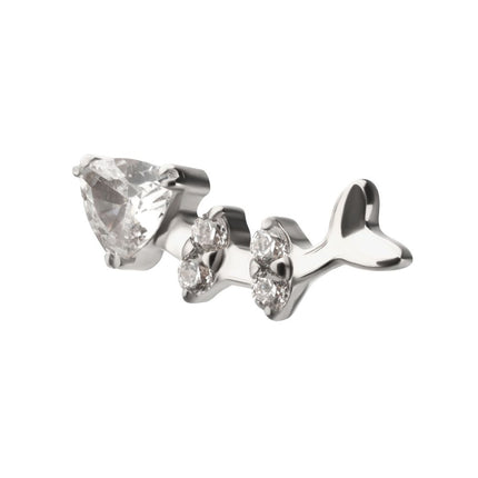 Invictus Titanium Threadless Low Profile Fishbone Top with Prong Set Gem