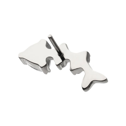 Invictus Titanium Threadless Low Profile Fishbone Top with Prong Set Gem