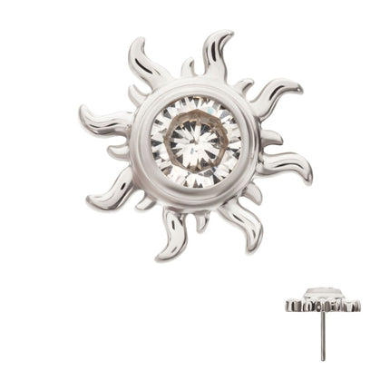 Invictus Titanium Threadless Sunburst Top with Bezel Gem