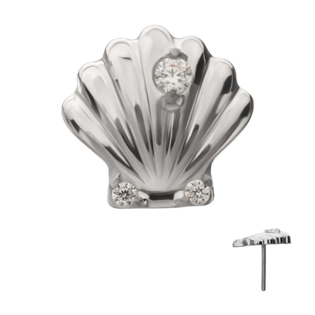 Invictus Titanium Threadless Low Profile 3D Shell Top with Prong Set Gem