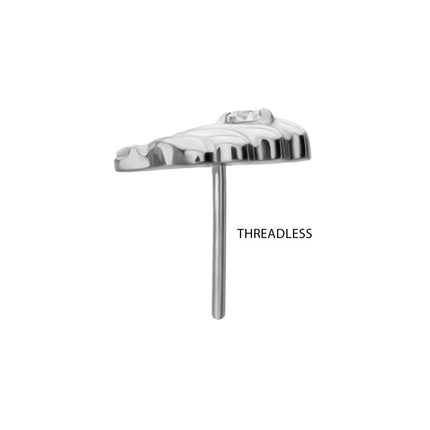 Invictus Titanium Threadless Low Profile 3D Shell Top with Prong Set Gem