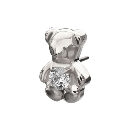 Invictus Titanium Threadless Prong Set Gem Teddy Bear Top