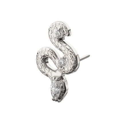 Invictus Titanium Threadless Textured Snake Gem Top
