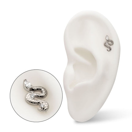 Invictus Titanium Threadless Textured Snake Gem Top