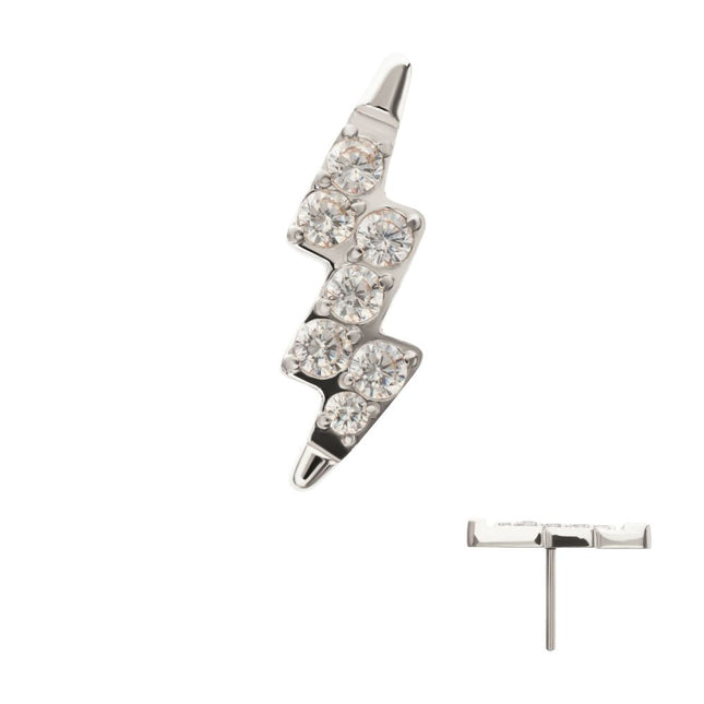 Invictus Titanium Threadless Lightning Bolt Top with Prong Set Gem