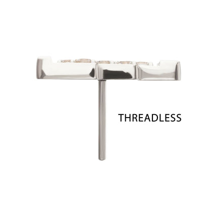 Invictus Titanium Threadless Lightning Bolt Top with Prong Set Gem