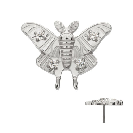Invictus Titanium Threadless Prong Set Gem Luna Moth Top
