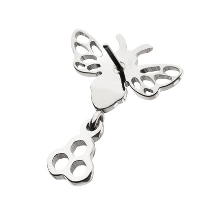 Invictus Titanium Threadless Prong Set Black Gem Bee Top with Honeycomb Dangle