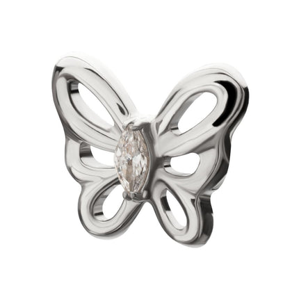 Invictus Titanium Threadless Prong Set Marquise Gem Cut Out Flutter Butterfly Top