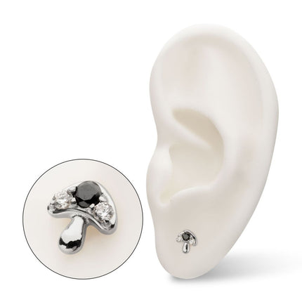 Invictus Titanium Threadless Prong Set Triple Gem Mushroom Top