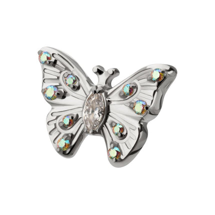 Invictus Titanium Threadless Prong Set Gem Multi-Gem Butterfly Top