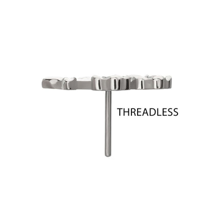 Invictus Titanium Threadless Prong Set Gem Triple Flower & Stem Top
