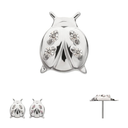 Invictus Titanium Threadless Prong Set Gem Lucky Ladybug Top