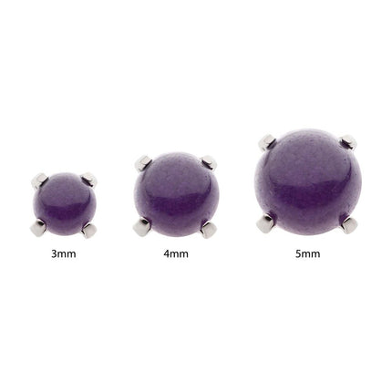 Invictus Titanium Threadless Prong Set Natural Amethyst Stone Top