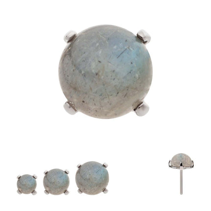 Invictus Titanium Threadless Prong Set Natural Labradorite Stone Top