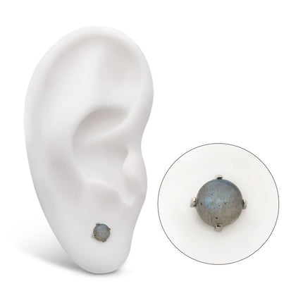 Invictus Titanium Threadless Prong Set Natural Labradorite Stone Top